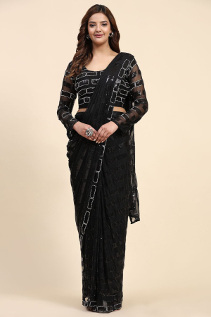 Black Sequined Georgette Ready to Wear Saree