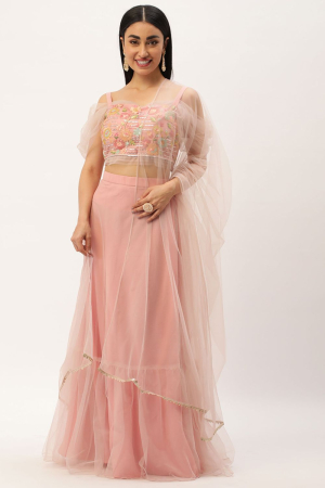 Blush Pink Designer Readymade Lehenga Choli Set 