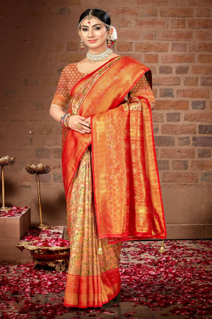 Golden Silk Zari Woven Saree
