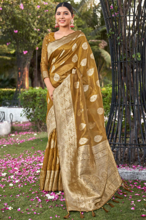 Mehendi Woven Shimmer Silk Saree