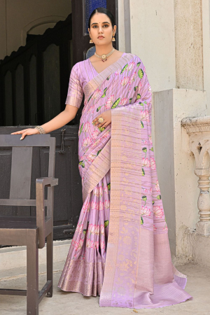 Purple Banarasi Silk Zari Woven Saree