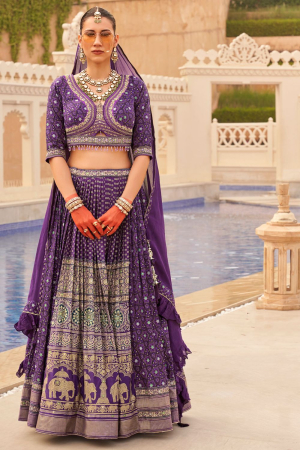 Purple Designer Viscose Silk Lehenga Choli