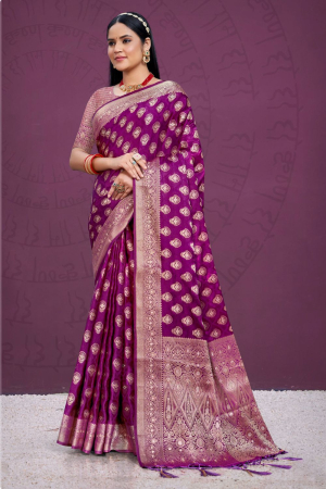 Purple Silk Zari Woven Saree