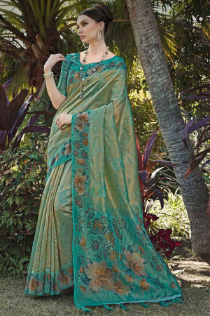 Rama Green Silk Zari Woven Saree
