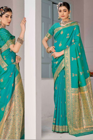 Rama Green Silk Zari Woven Saree