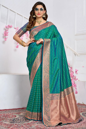 Rama Green Silk Zari Woven Saree