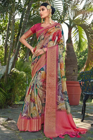 Rani Pink Silk Party Wear Saree