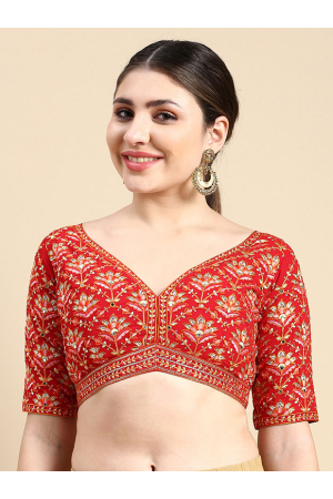 Red Georgette Embroidered Blouse