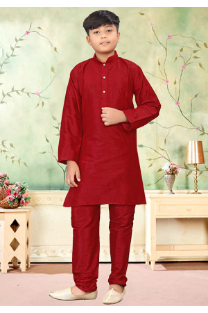 Red Silk Kurta Pyjama Set
