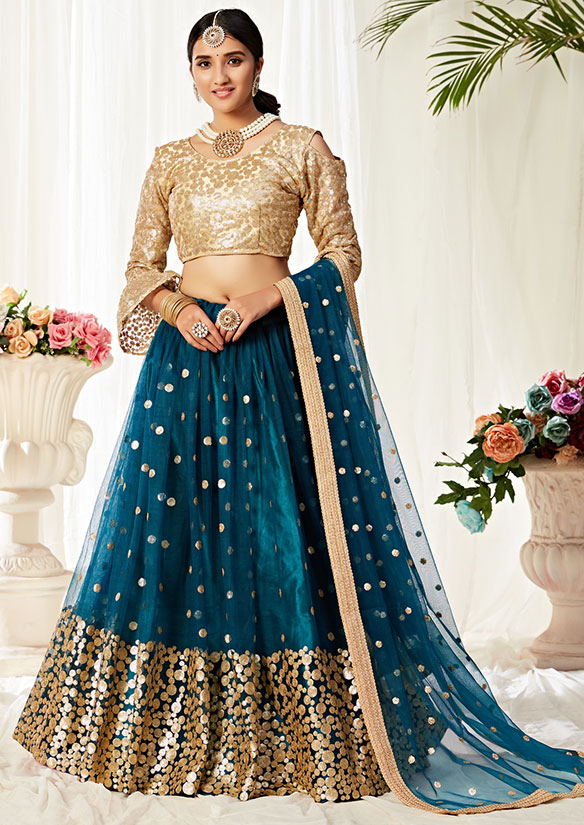 daily-sari: Peacock blue lehenga. Unique | Indian wedding dress, Peacock  dress, Dress